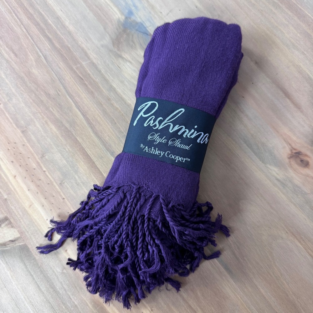 NIP Purple Viscose Pashmina Scarf‎ with fringe Boho Witchy Whimsy Goth